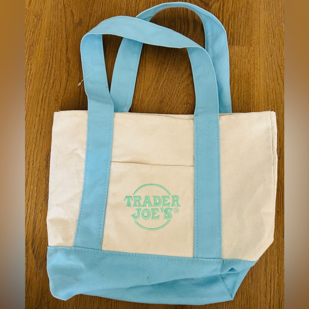 2 / $10 ‼️
 Trader Joe’s Mini Blue and Cream Tote Bag